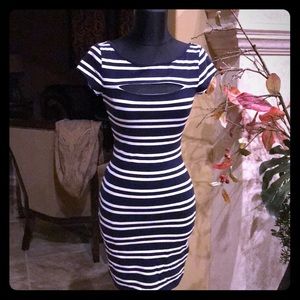 Navy and White Guess Midi Dress